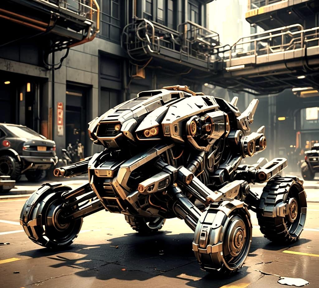 Futuristic Hoverbike with Intricate Mech Details