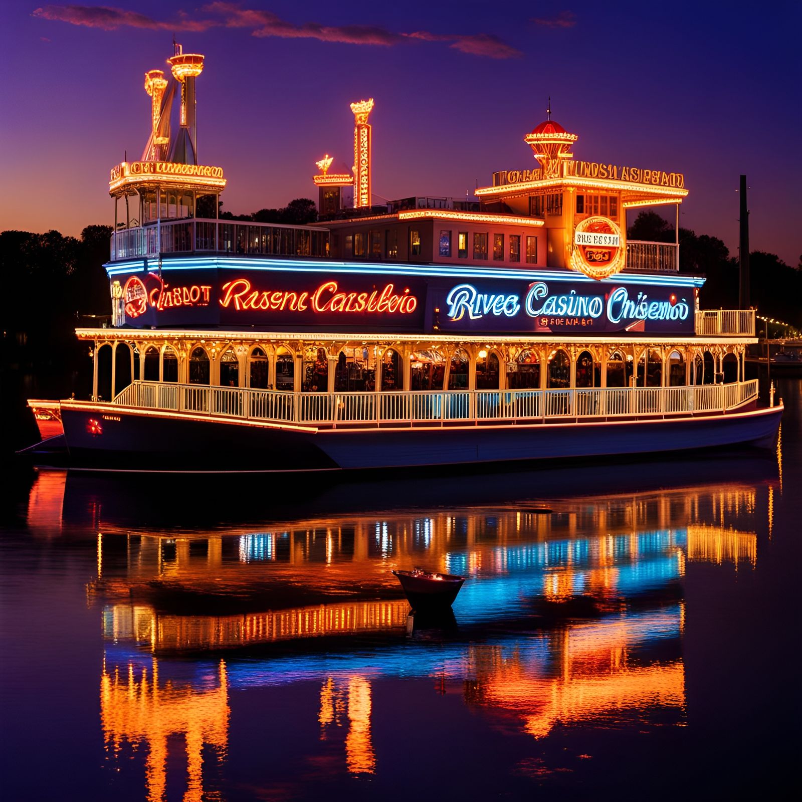 Riverboat Casino on the Mississippi at Golden Hour