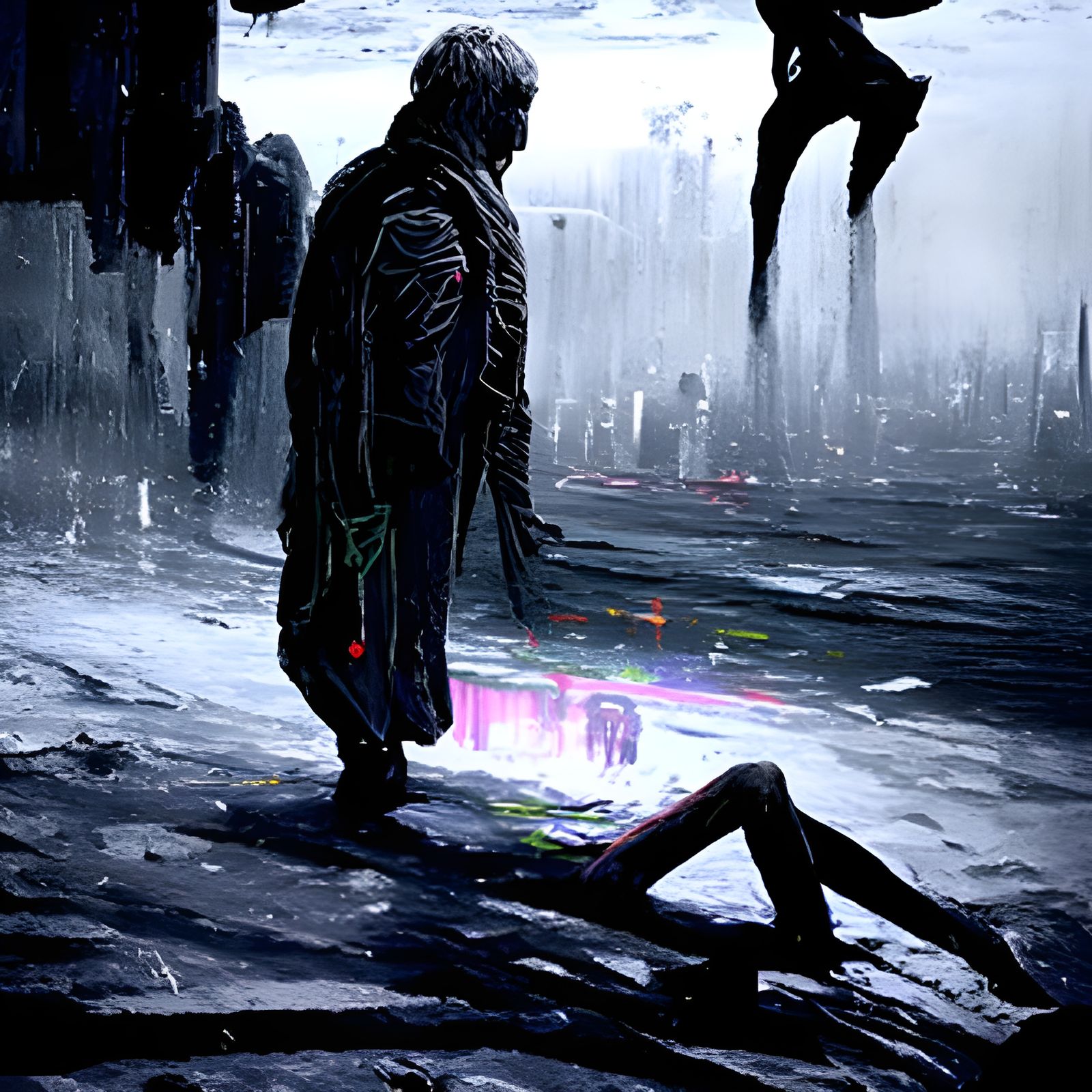 Cyberpunk Horror Scene in Style of Gustave Doré