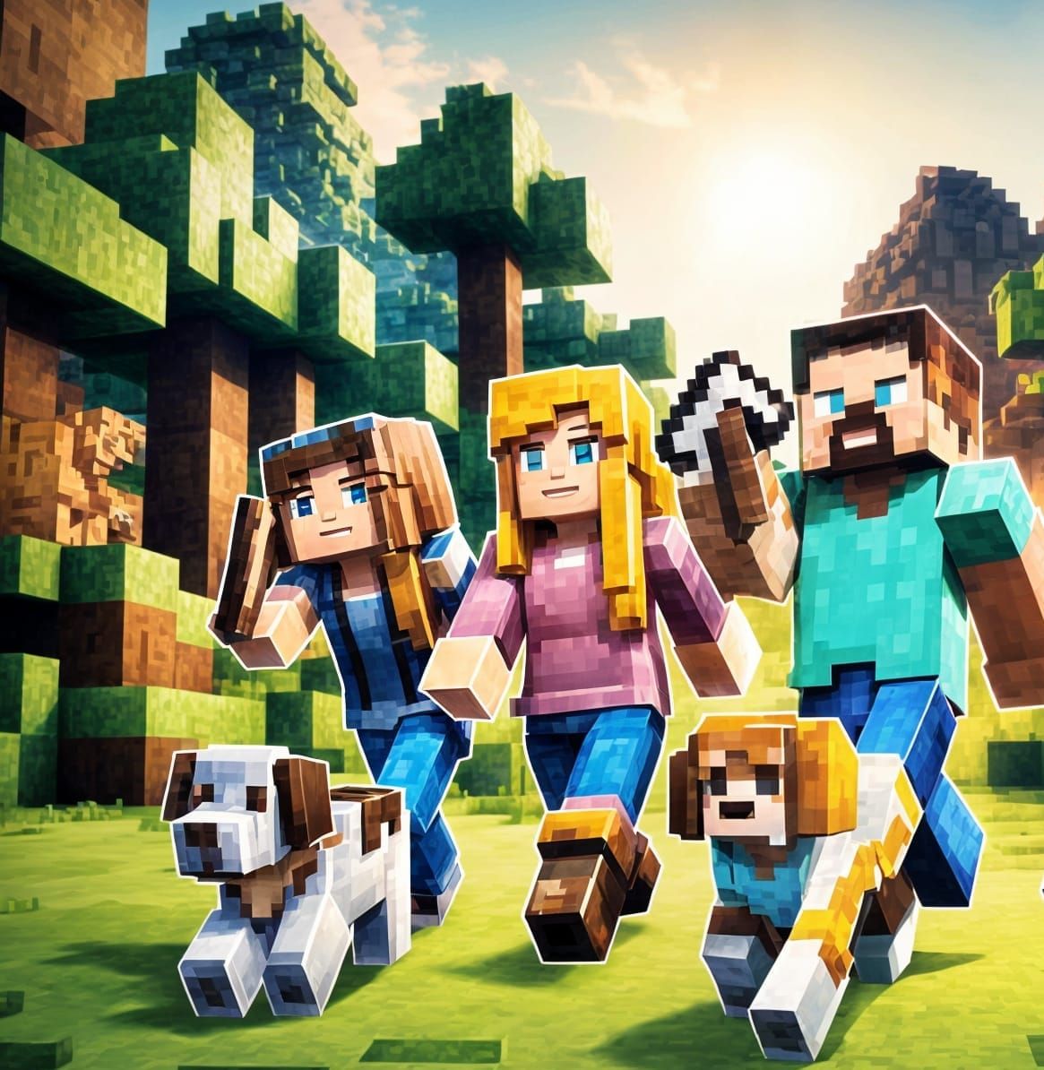 Our Minecraft Family Portrait for my Kiddo