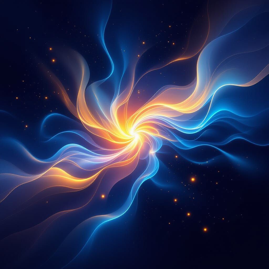 Abstract Light Painting: Cosmic Auroras in Vivid Blues and G...