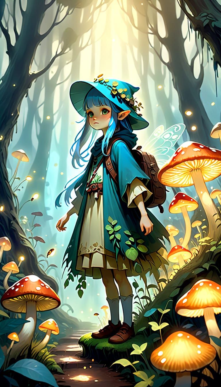 Mystical Forest Encounter in Vibrant Fantasy Art