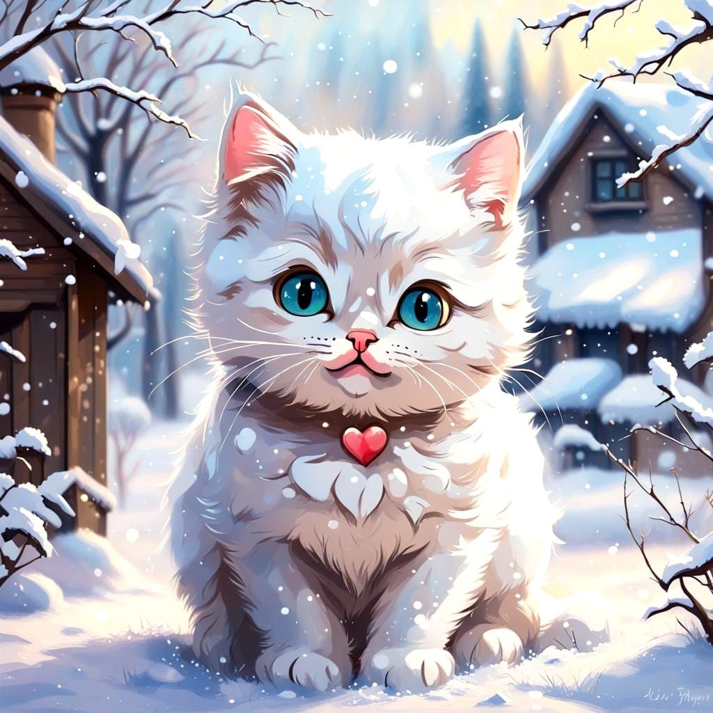 Cute Kitten Impressionism Art: Joy and Charm