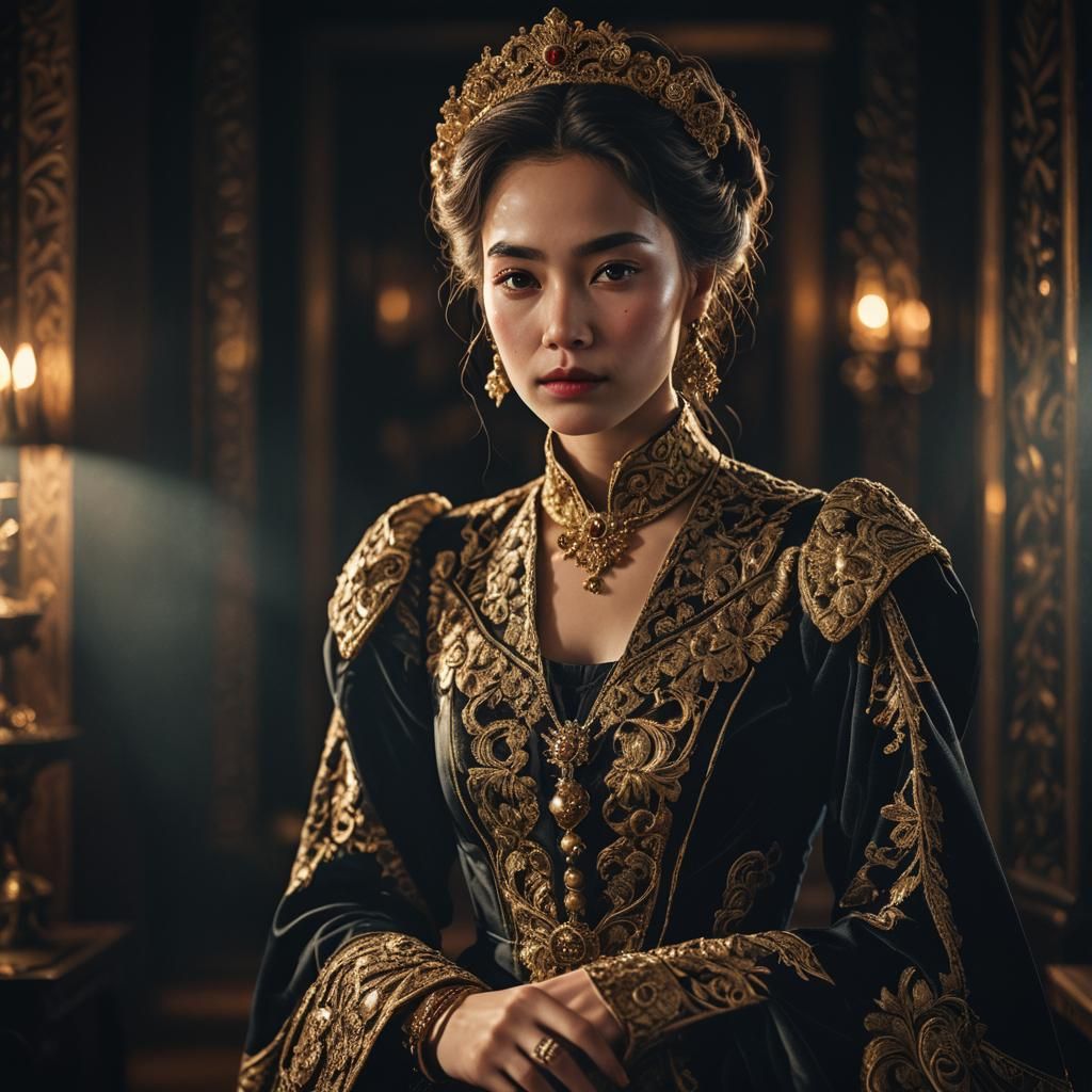 Dramatic Portrait of Woman in Dark Academia Style