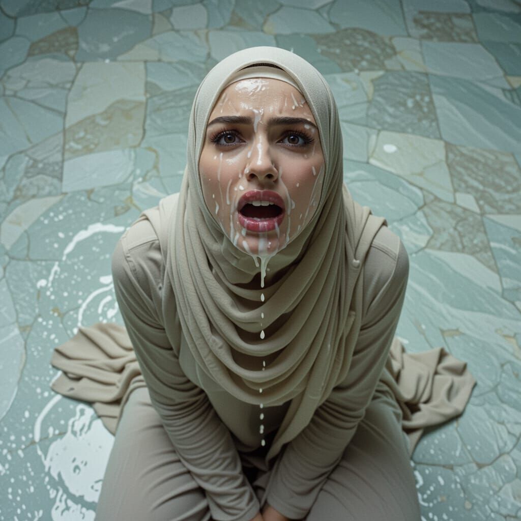 Woman in Hijab with White Liquid, Film Still