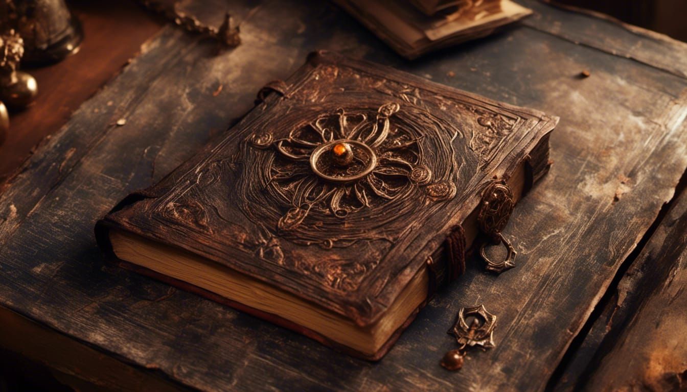 Ancient Manuscript with Copper Clasp Fantasy Art