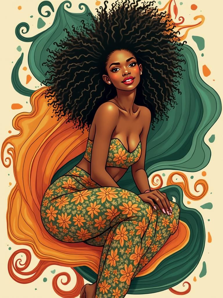 Vibrant Vector Portrait of an African American Woman