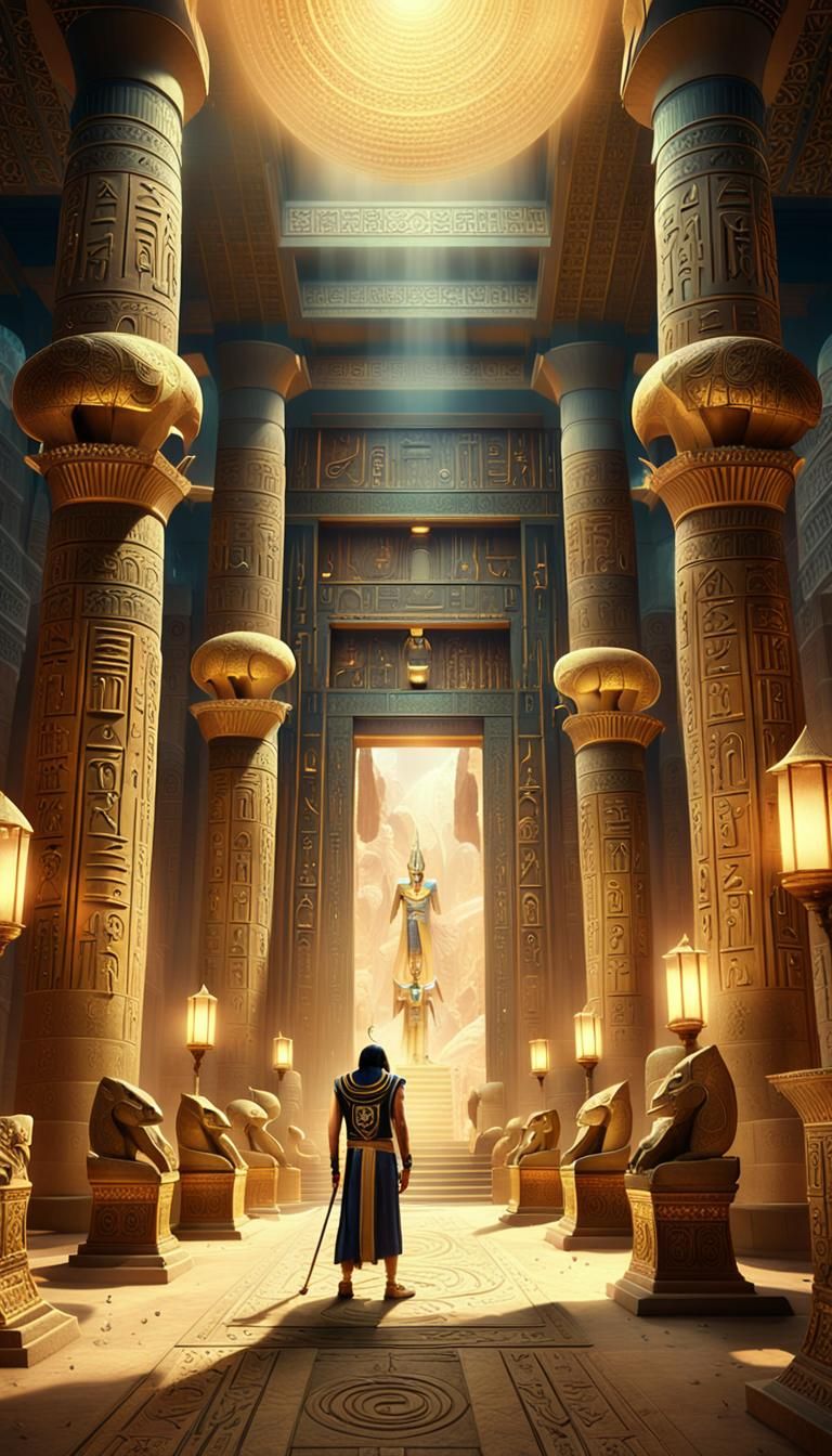 Thoth in Ancient Egyptian Temple: Cinematic Digital Painting