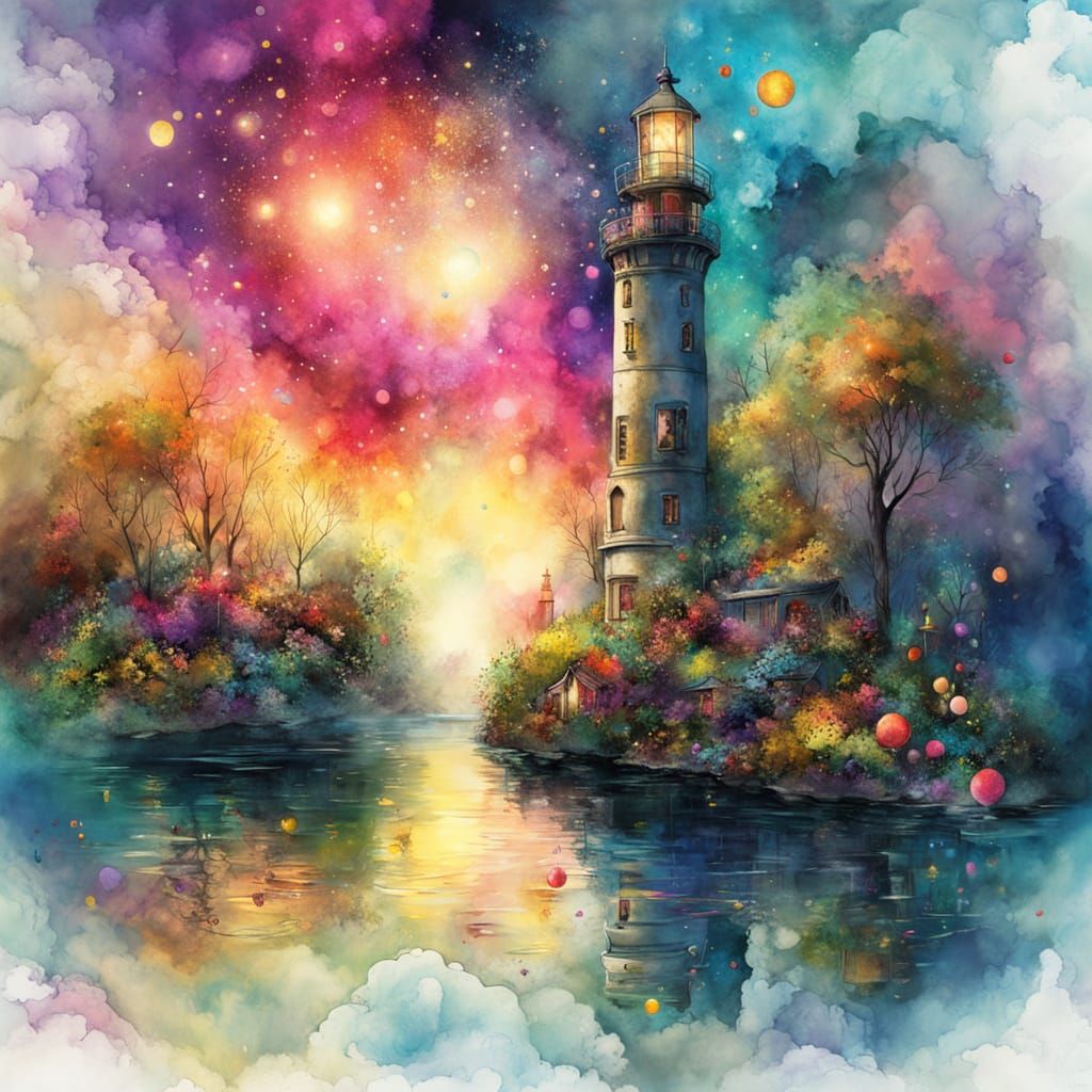 Vibrant Luminous Dreamscape on a Loire Lakeside