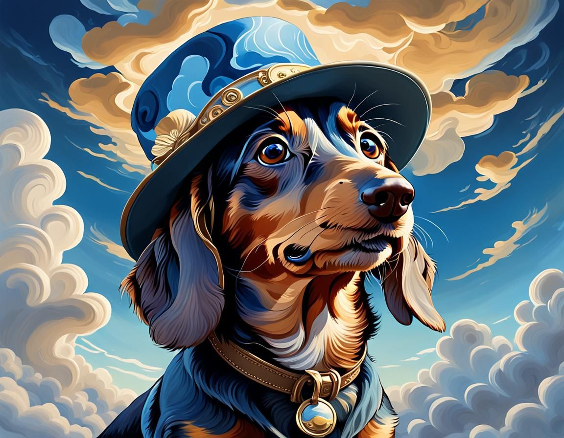 Dachshund in an Expressionist Landscape, Hyperdetailed Art