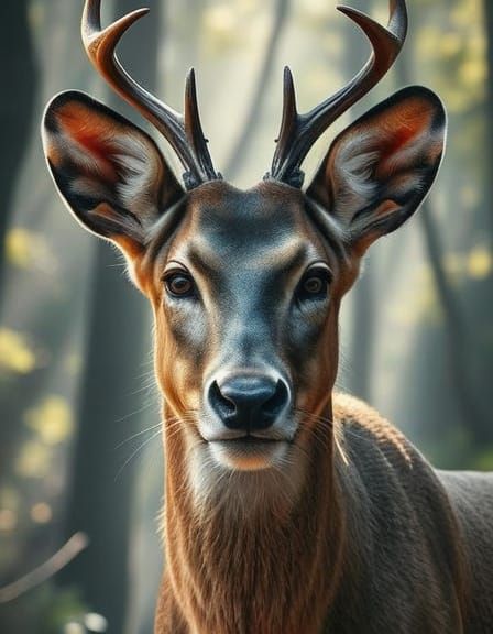 Deer Face Double Exposure in 3D Digital Art