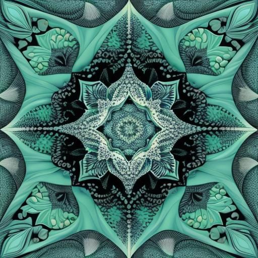 Abstract Flower Garden with Fractal Zentangle