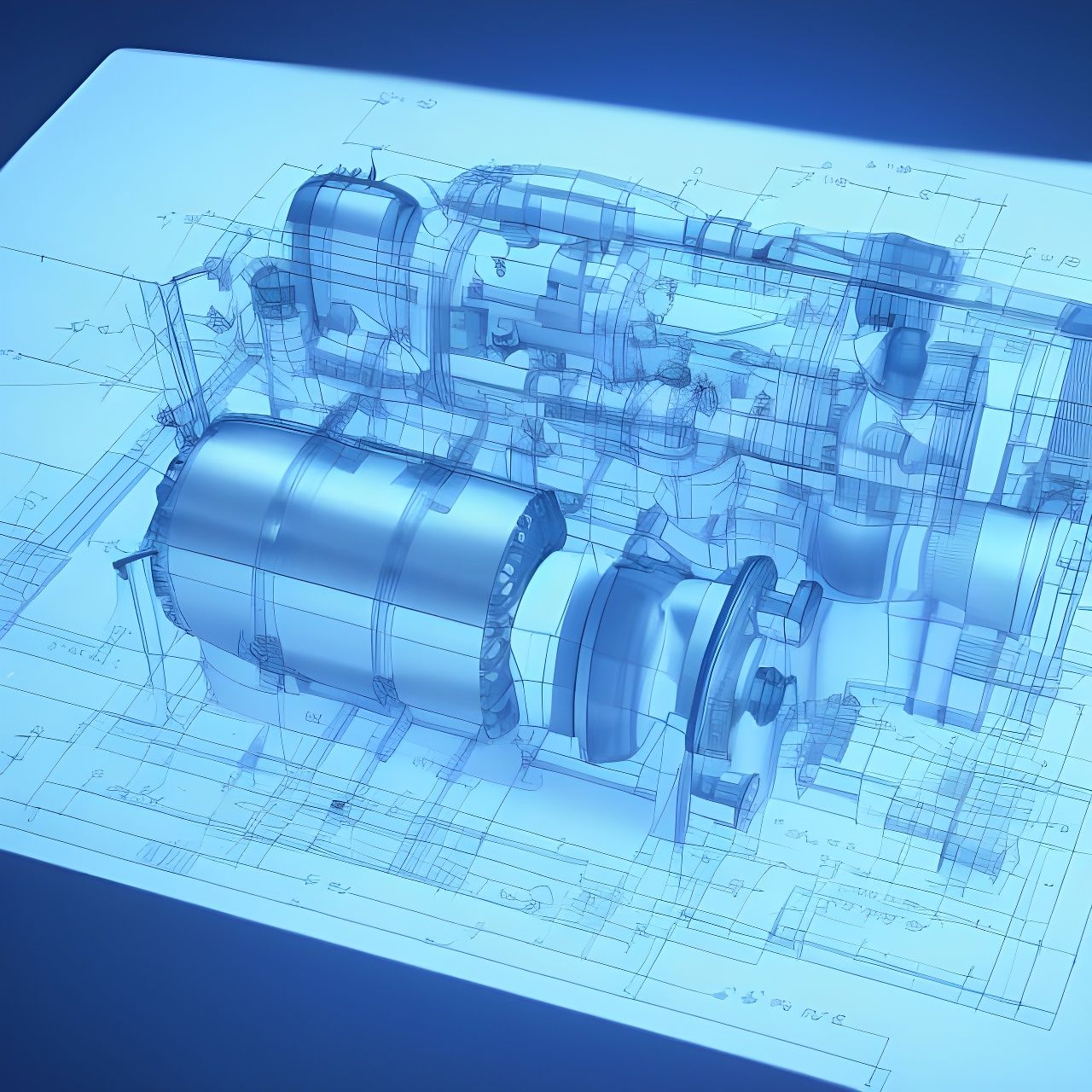 Detailed AutoCAD Blueprint of Inline Engine