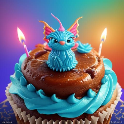 Magical Birthday Cupcake with Glowing Candles