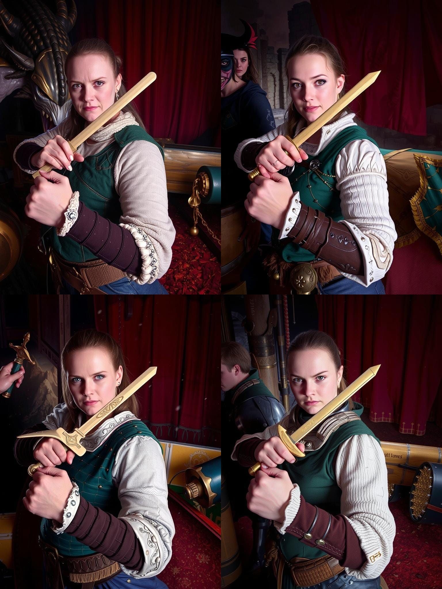 Warrior Woman Ready to Fight in Digital Painting