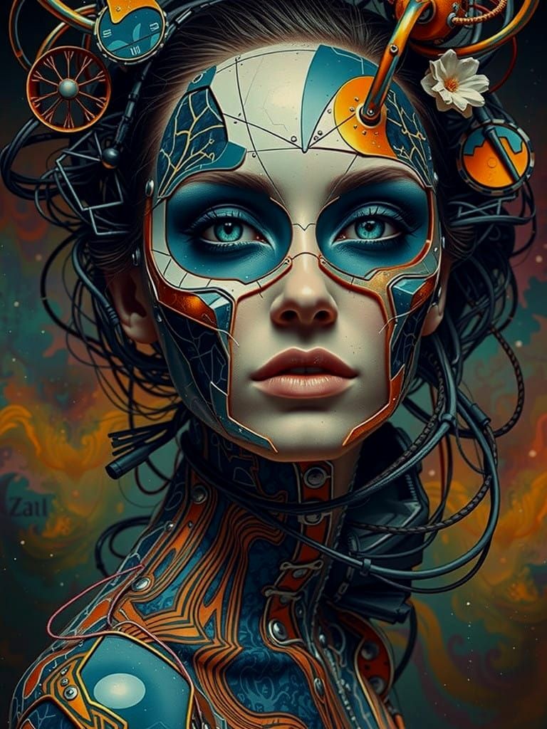Surreal Female Form in a Geometric Sci-Fi Wonderland