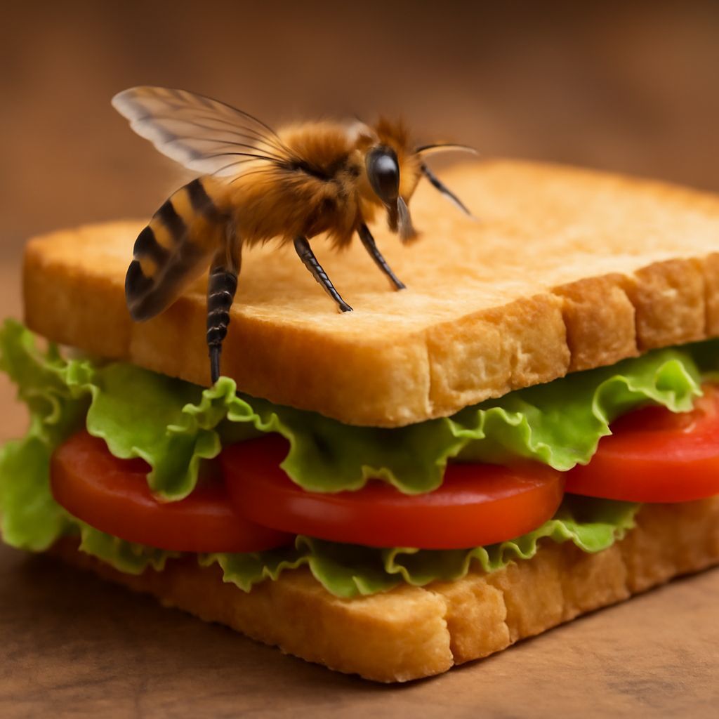 A bee, lettuce and tomato sandwich  (BLT)