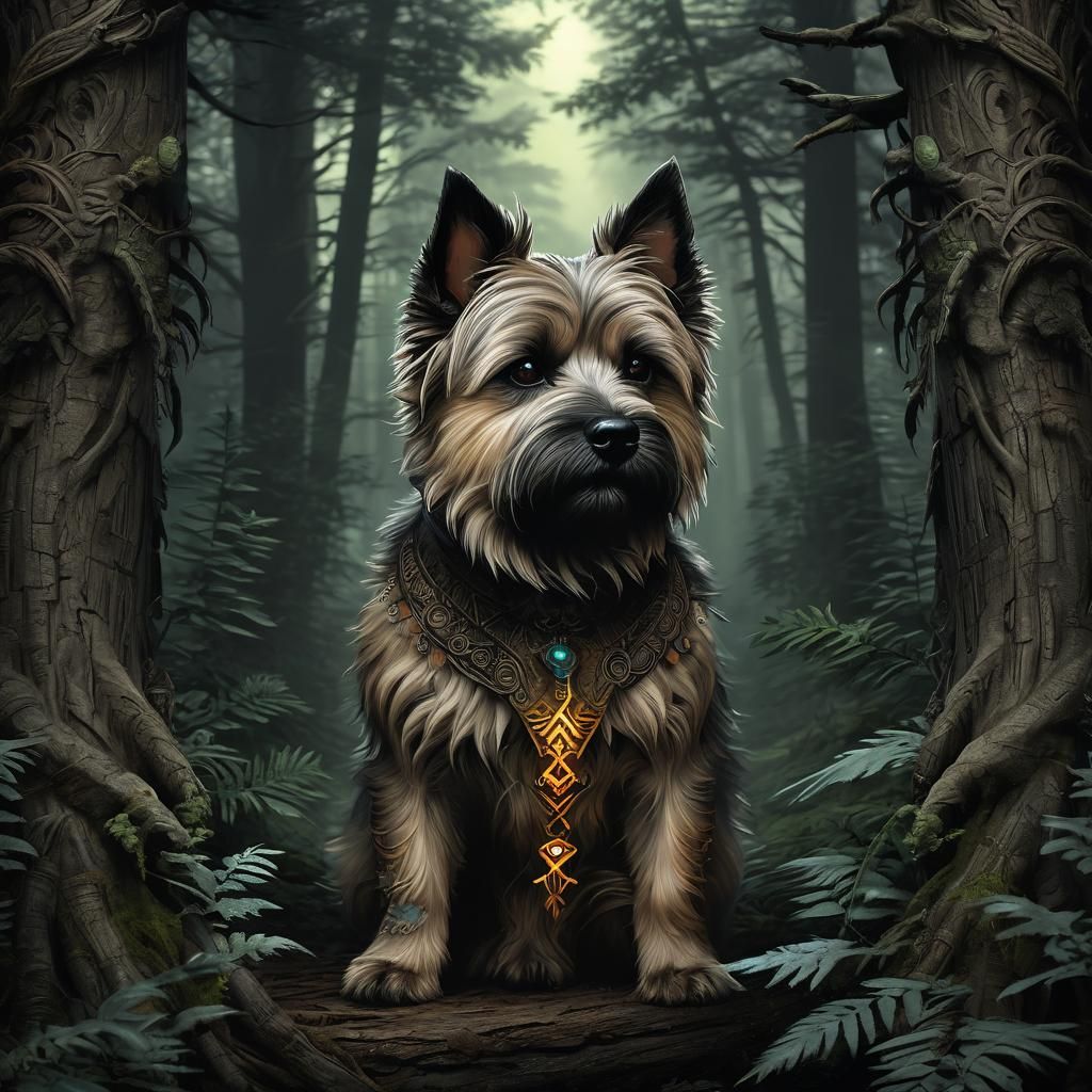 Cairn Terrier Tribal Tattoo in Digital Painting