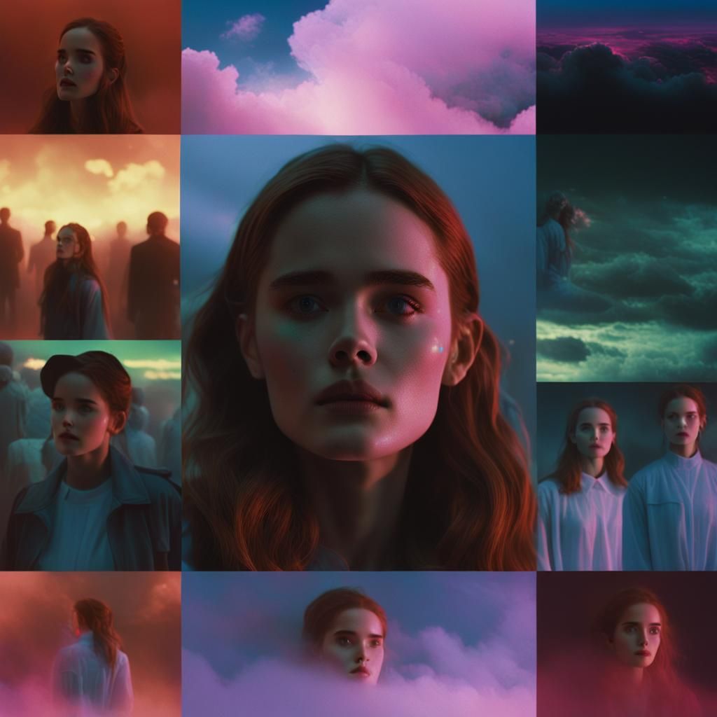 Surreal Vaporwave Portrait with Y2K Sci-Fi Horror Elements