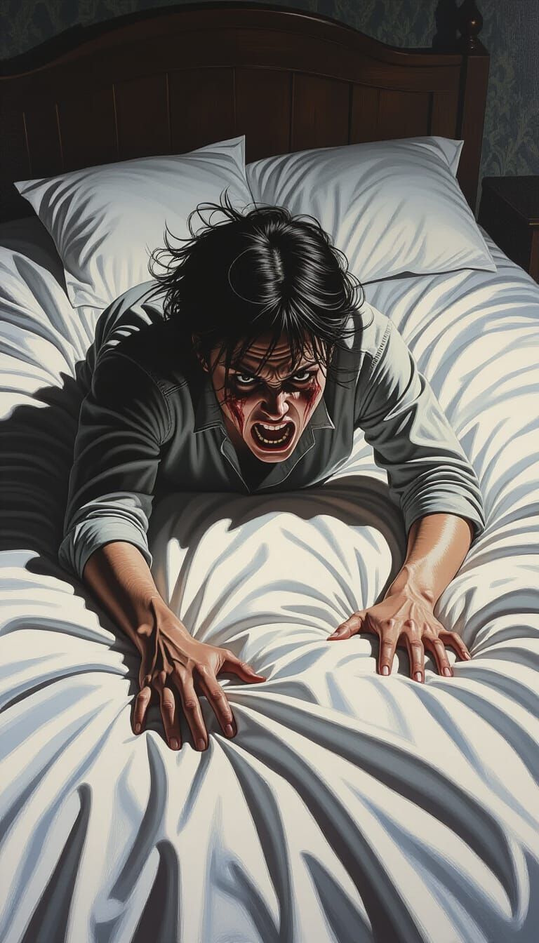 Realistic Horror Scene: Person Dragged Violently From Bed