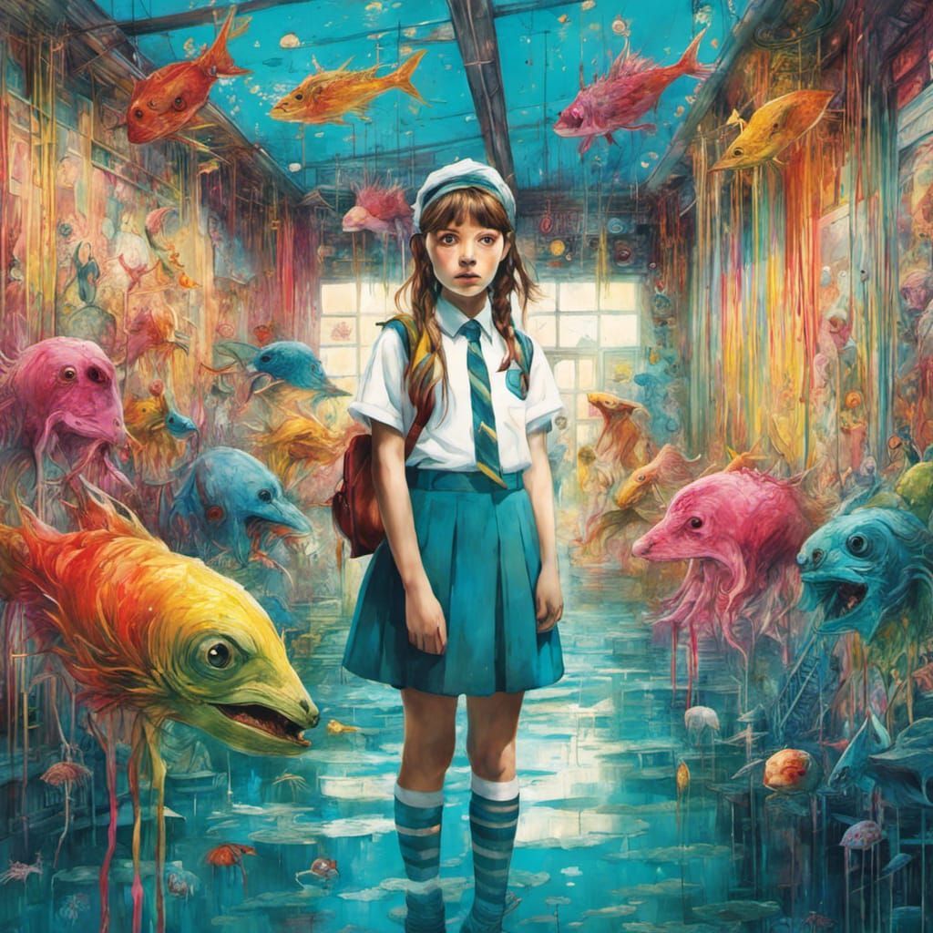 Schoolgirl in Art Brut Splash City