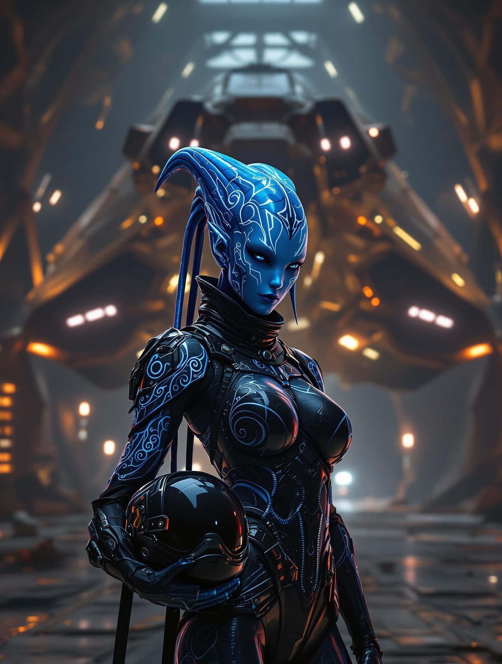 Ethereal Twi'lek Warrior in Cosmic Armor