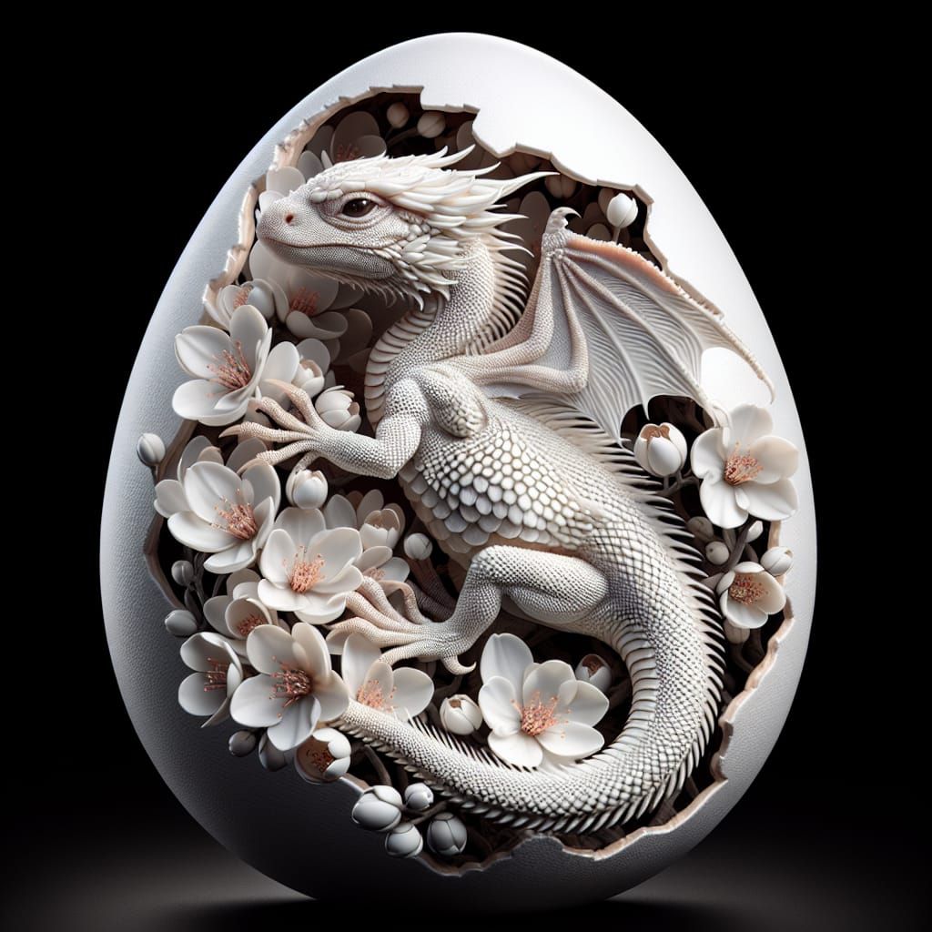 Cherry Blossom Dragon Emerges: Hyperrealistic Digital Art
