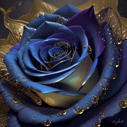 Mystical Rose Blooms Under Ethereal Rain