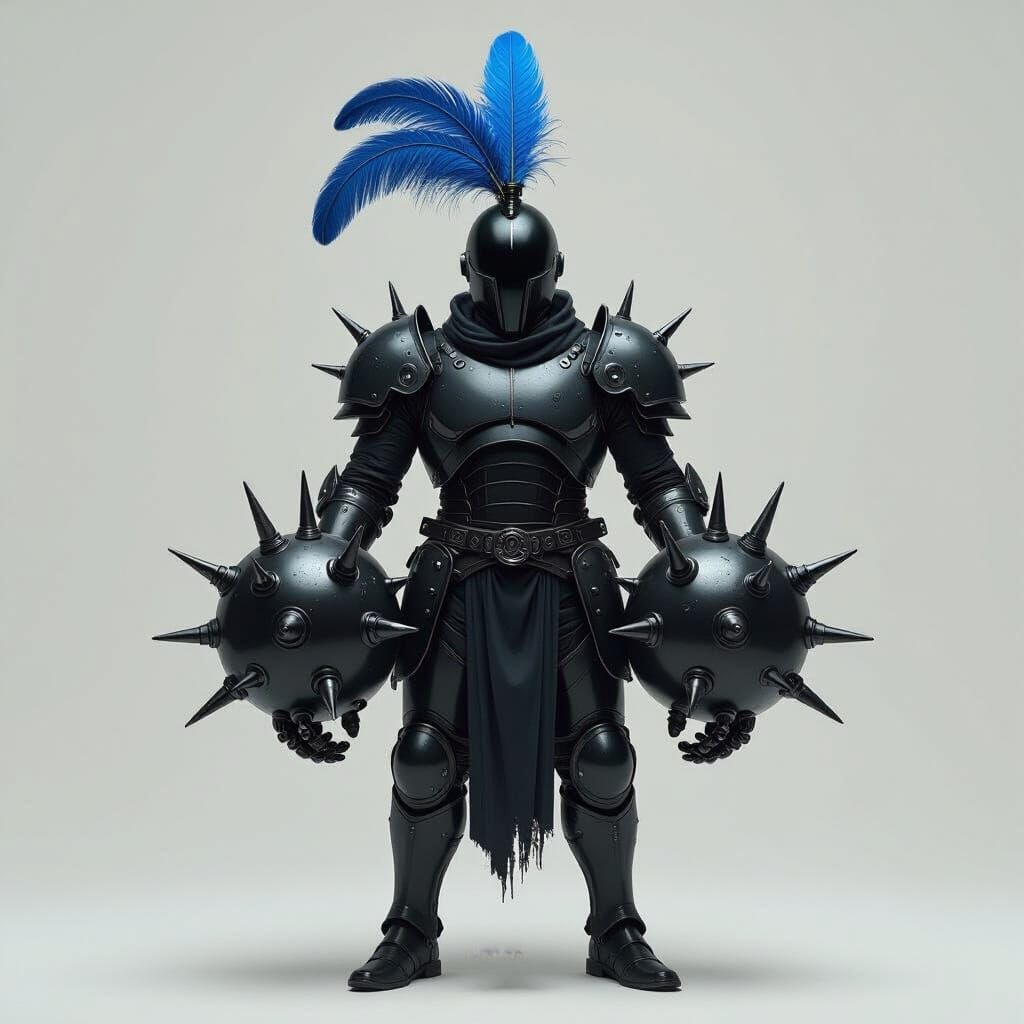Armored Warrior with Spiked Fists in Dark Sci-Fi Style