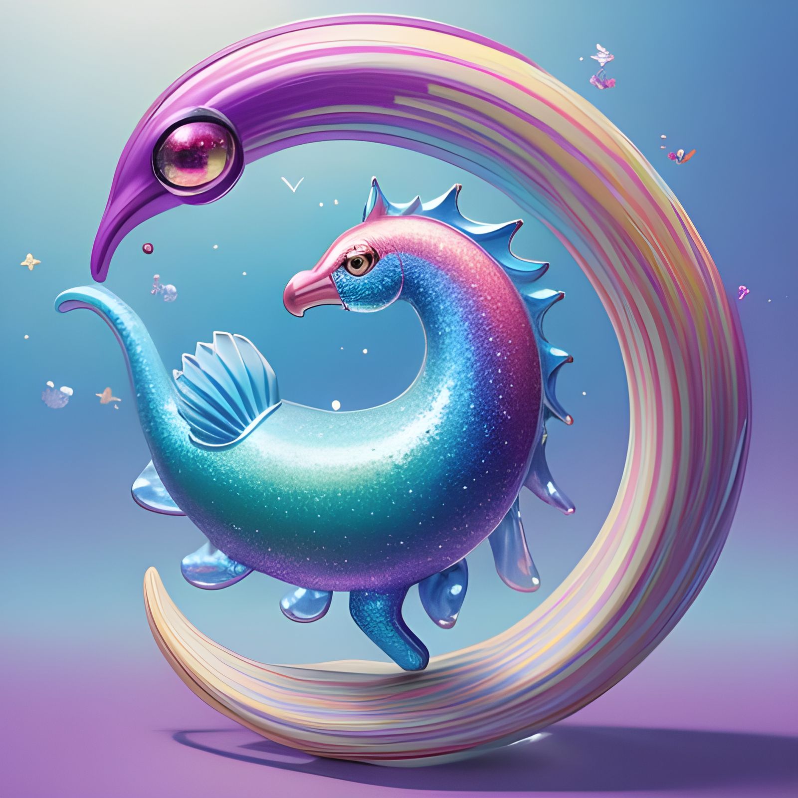 Chocolate Seahorse with Sprinkles, 3D Anime Art