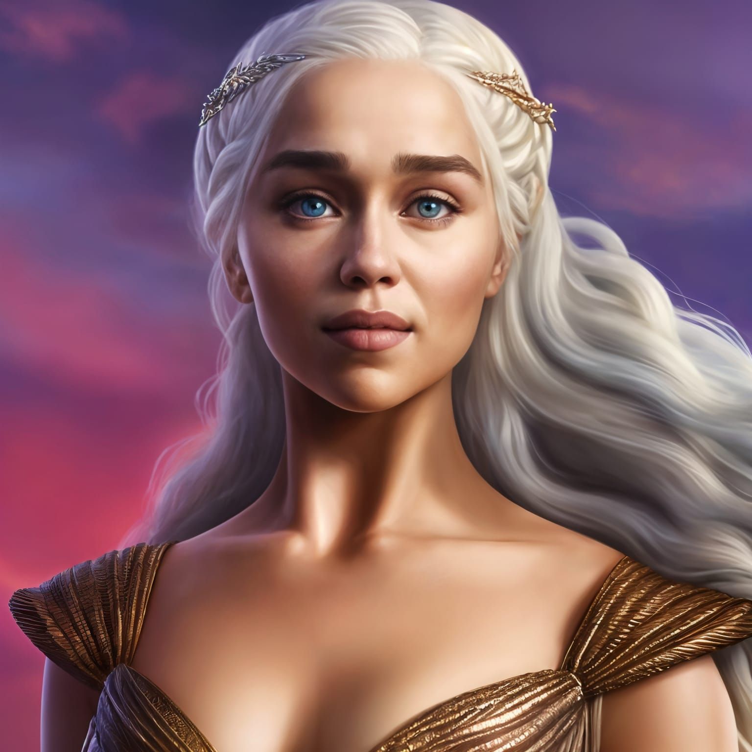 Daenerys Targaryen Portrait with Blazing Fire Background