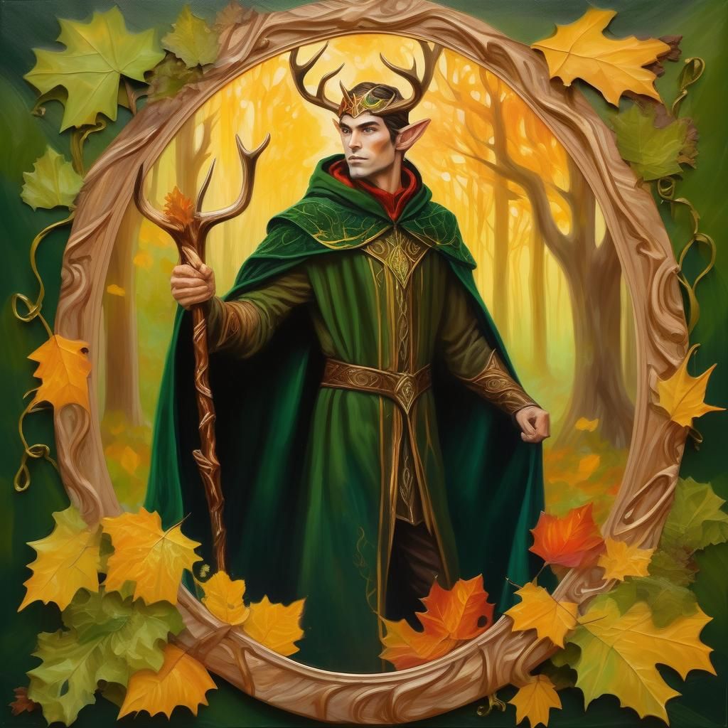Wood Elf Lord Portrait as Oil Painting