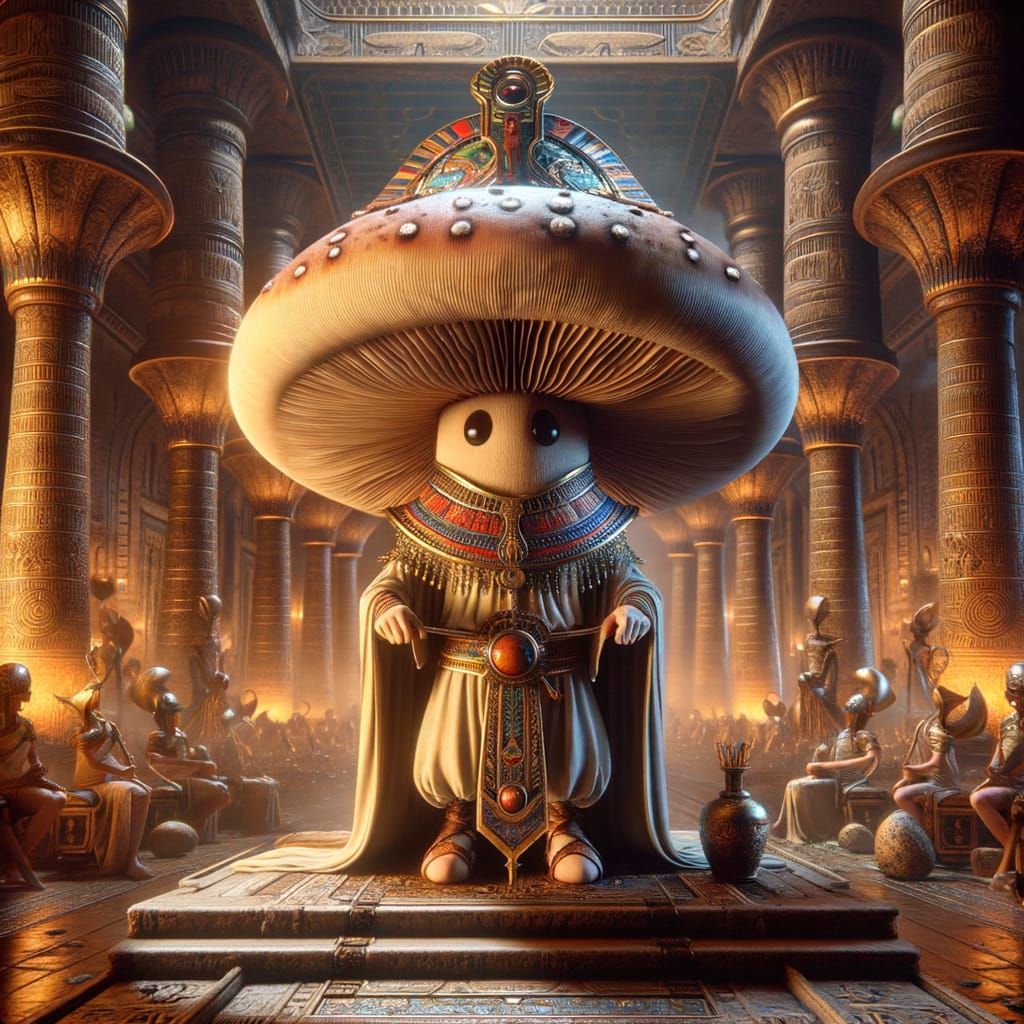 Pharaoh Mushroom in Ancient Egyptian Palace