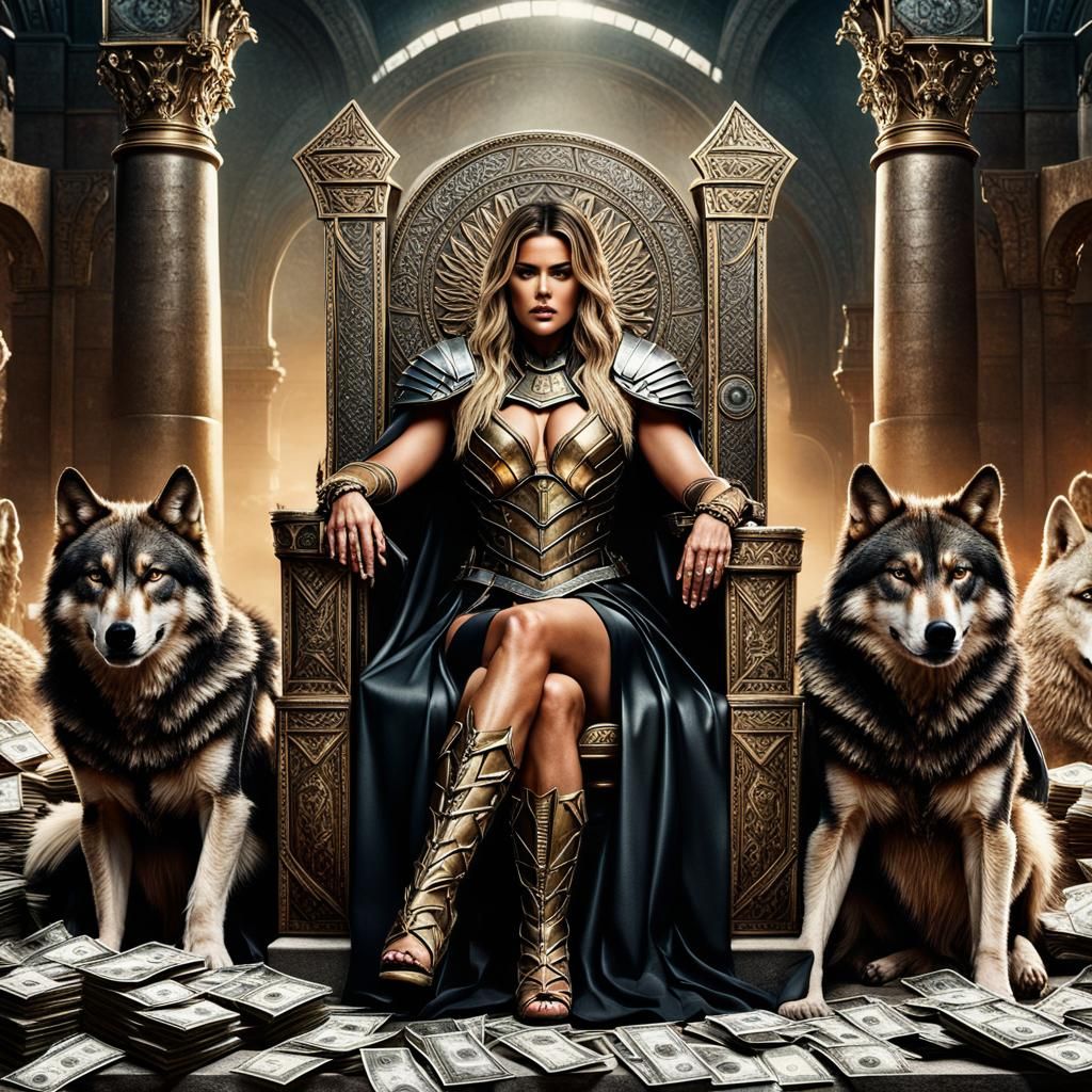 Celebrity as Roman Gladiator on Throne