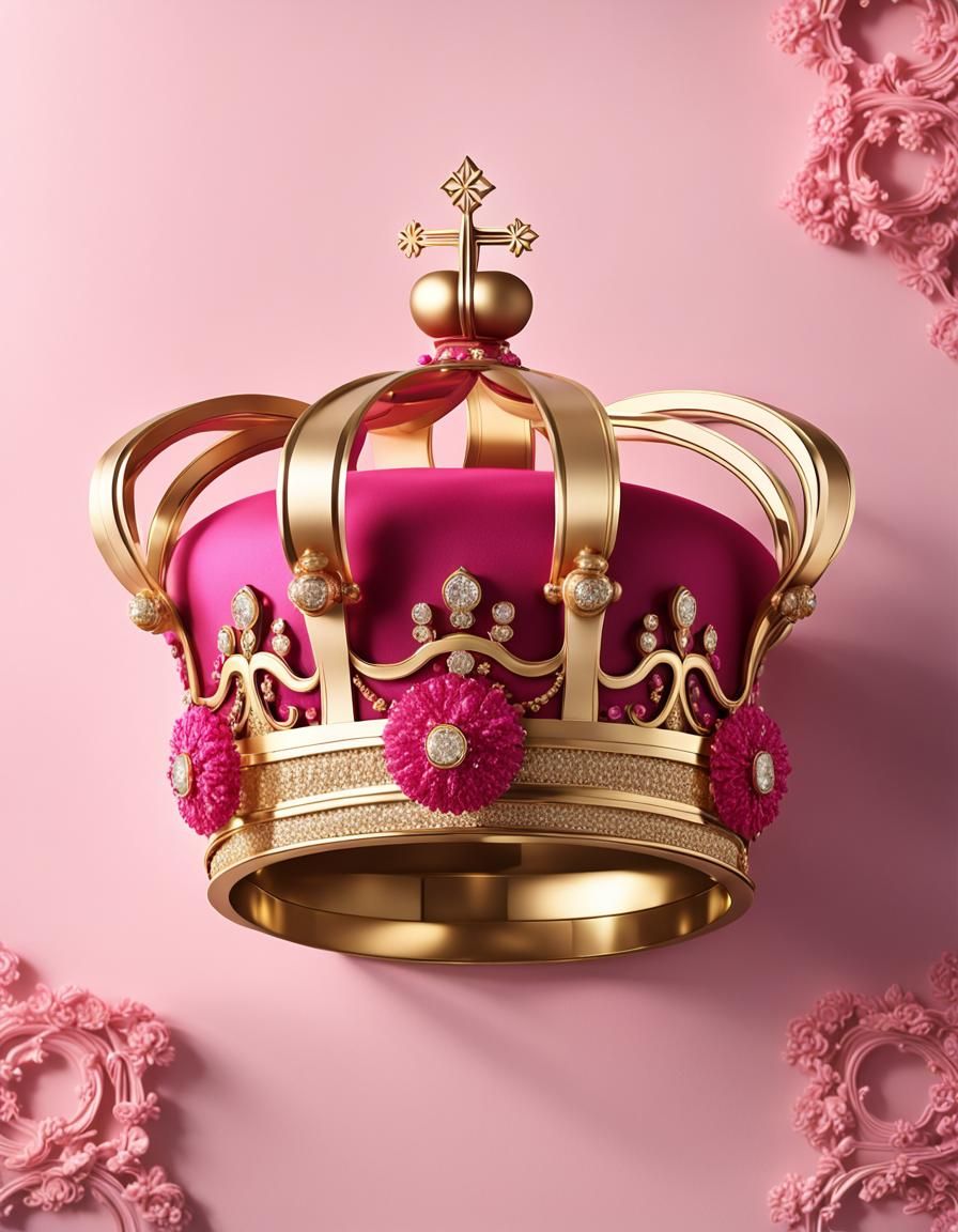 Luxurious Crown in Pink and Gold: 3D Rendering