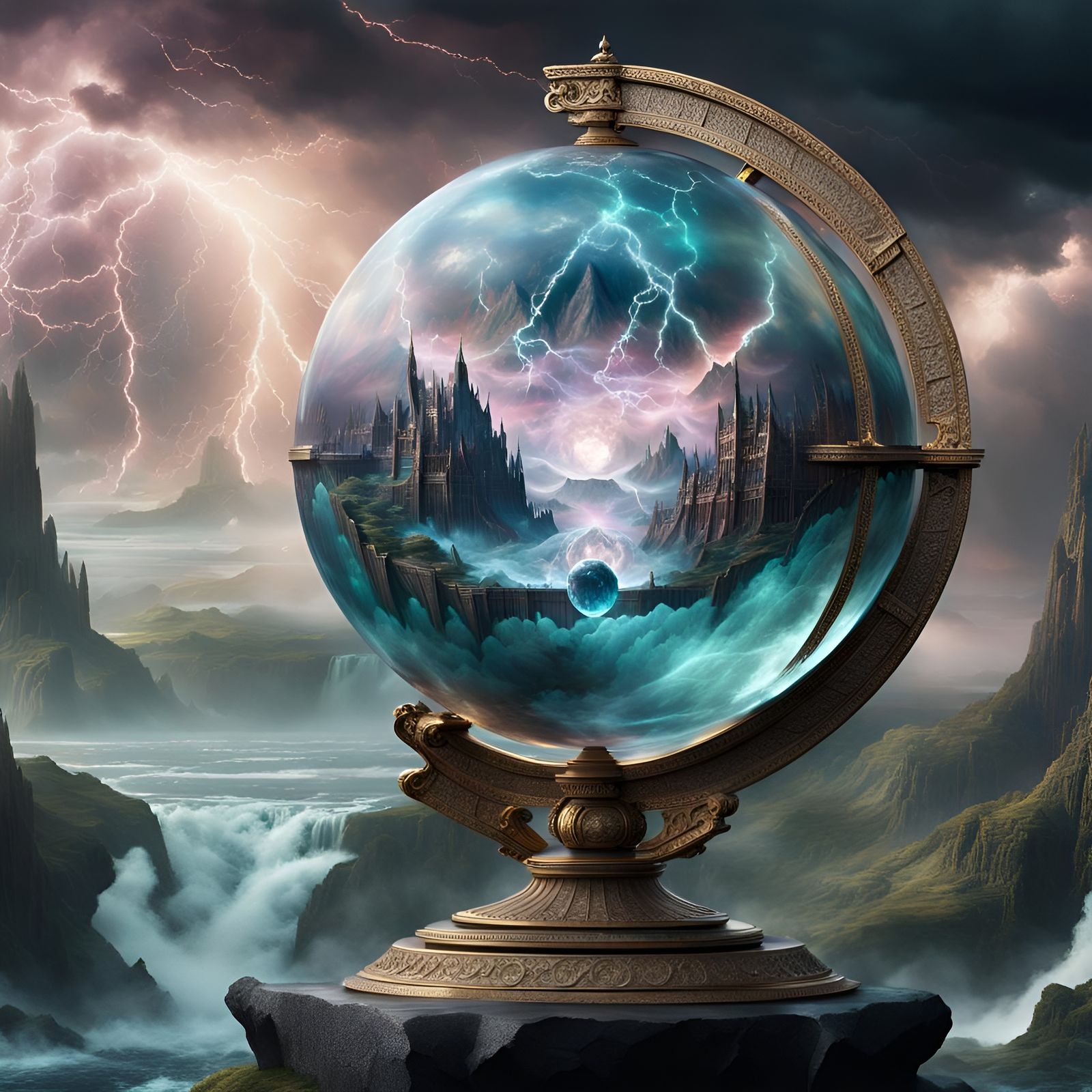 Fantasy World Globe in Crystal Ball