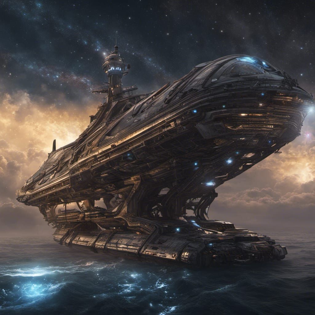 Ambitious Starship Deck in Dark Fantasy Style