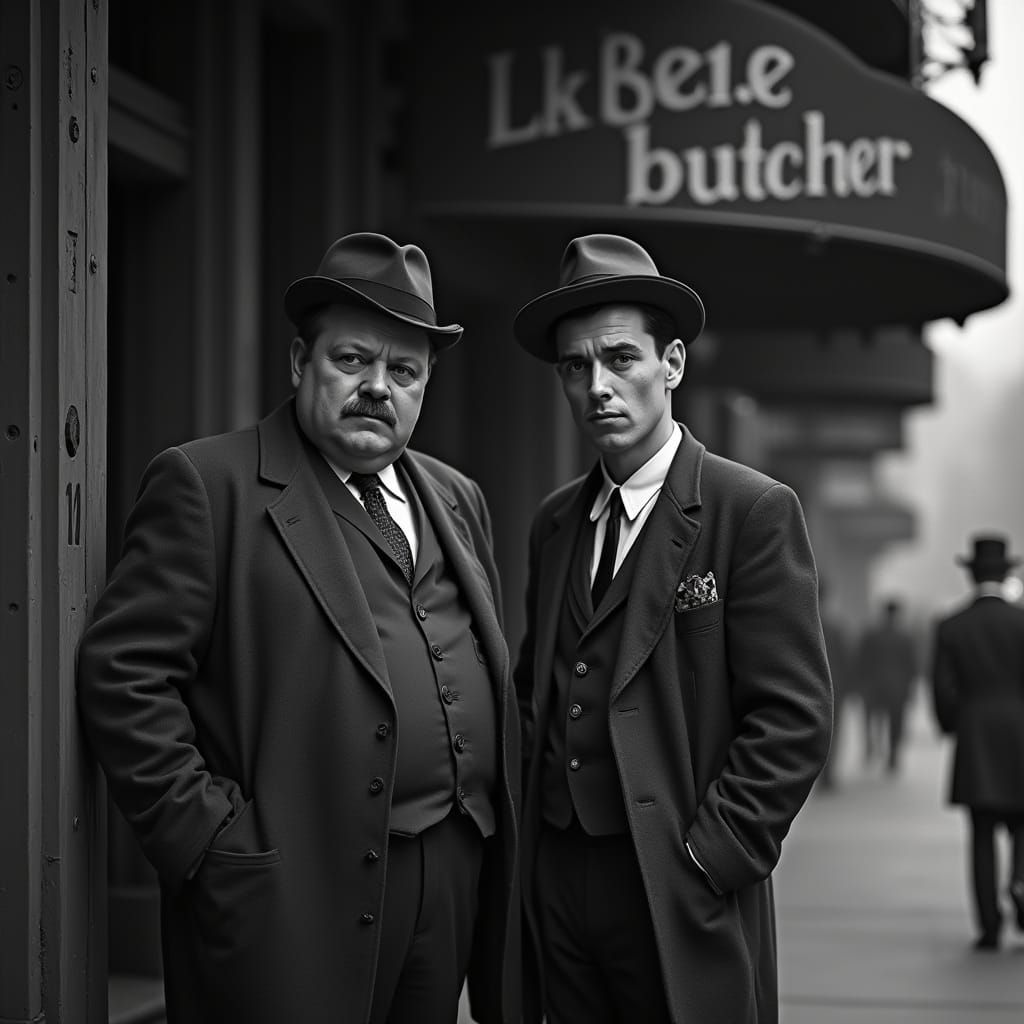 Vintage NYC Photo: Two Men Outside Butcher Shop