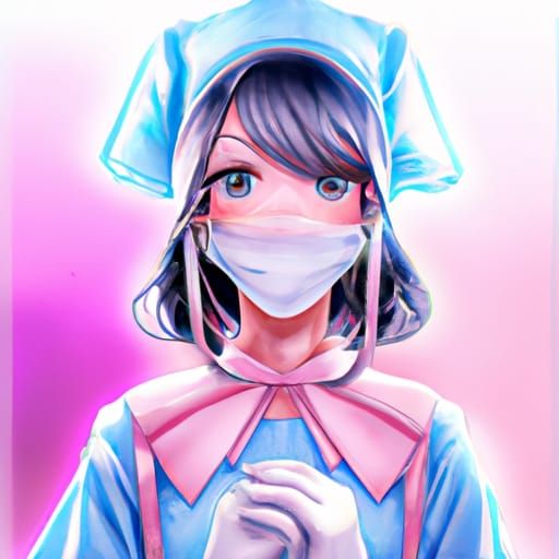 Adorable Surgical Nurse Illustration in Anime Style