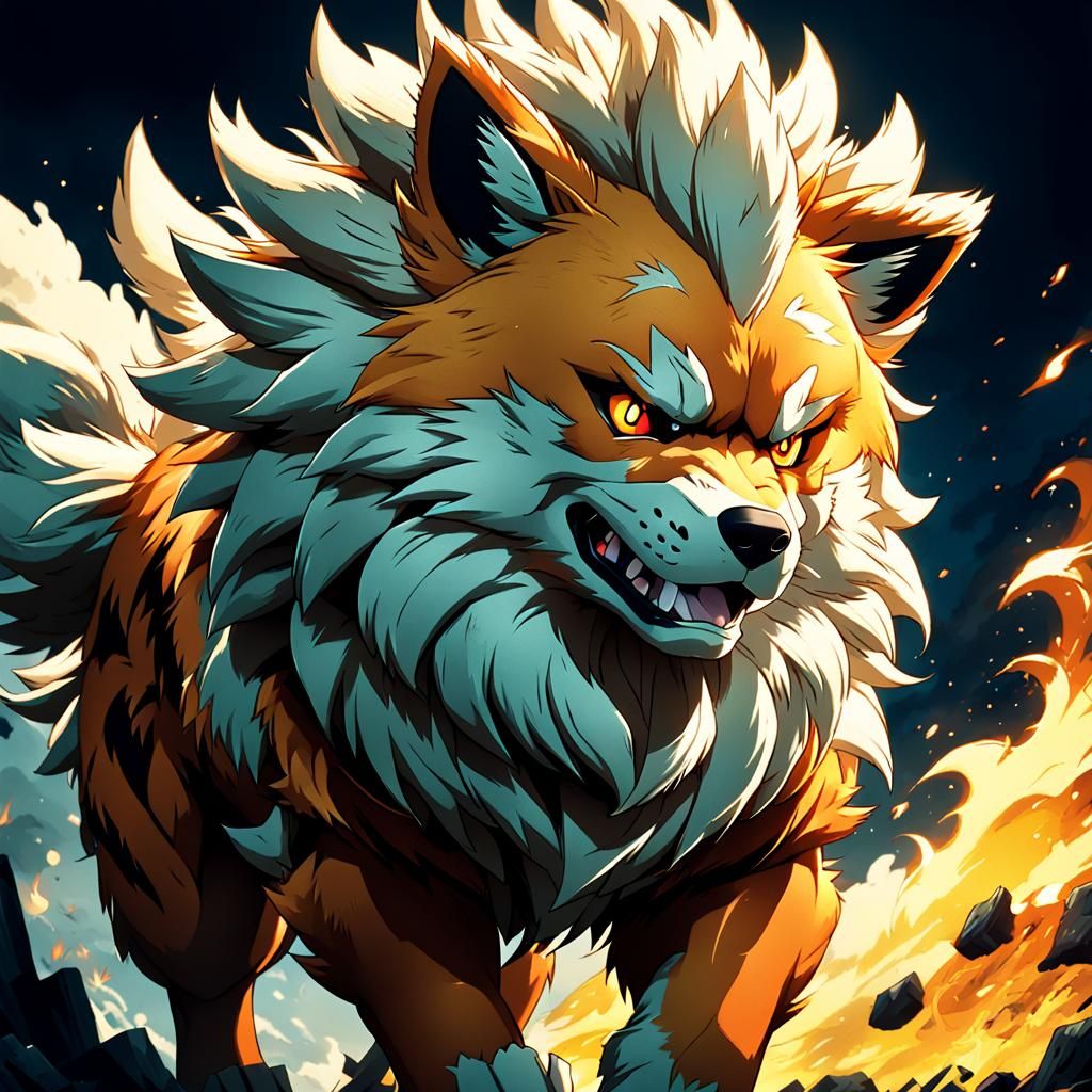 Anime Style Arcanine Cel-Shaded Manga Scan