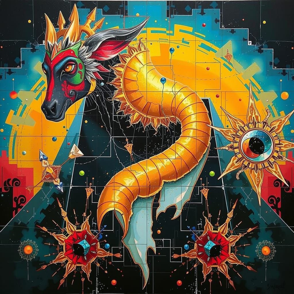 Bold Abstract Geometric Composition of Shapes and Colors