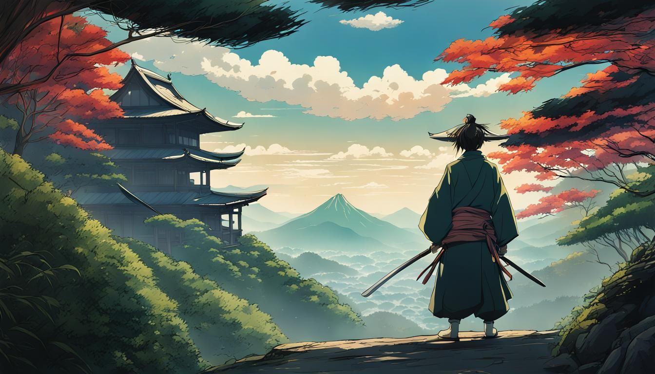 Samurai Ronin in Studio Ghibli Anime Style