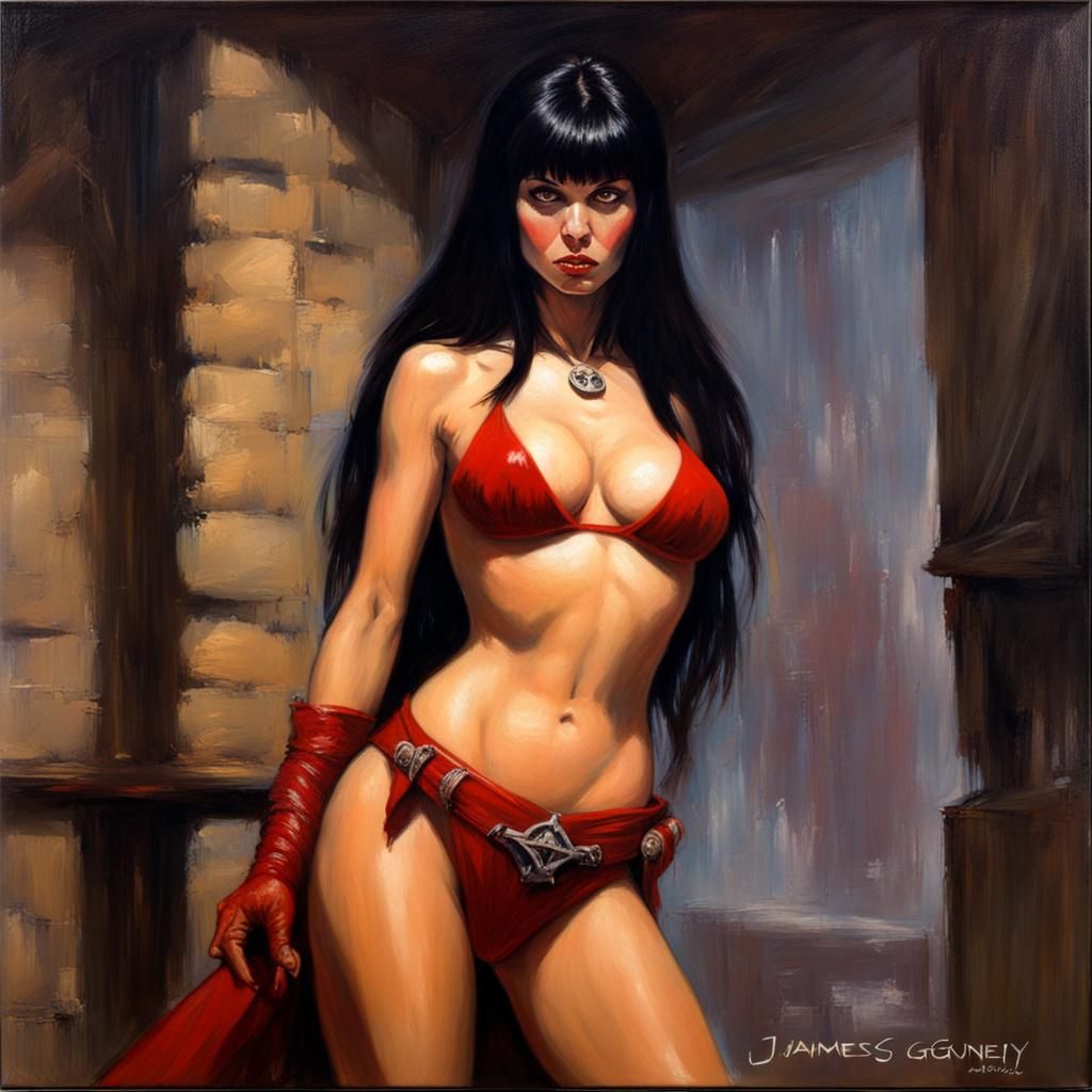Vampirella as Detailed Oil Painting