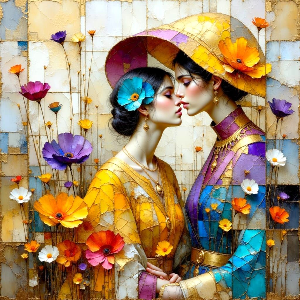 Love's Enduring Bond in Vibrant, Crinkled Metallics