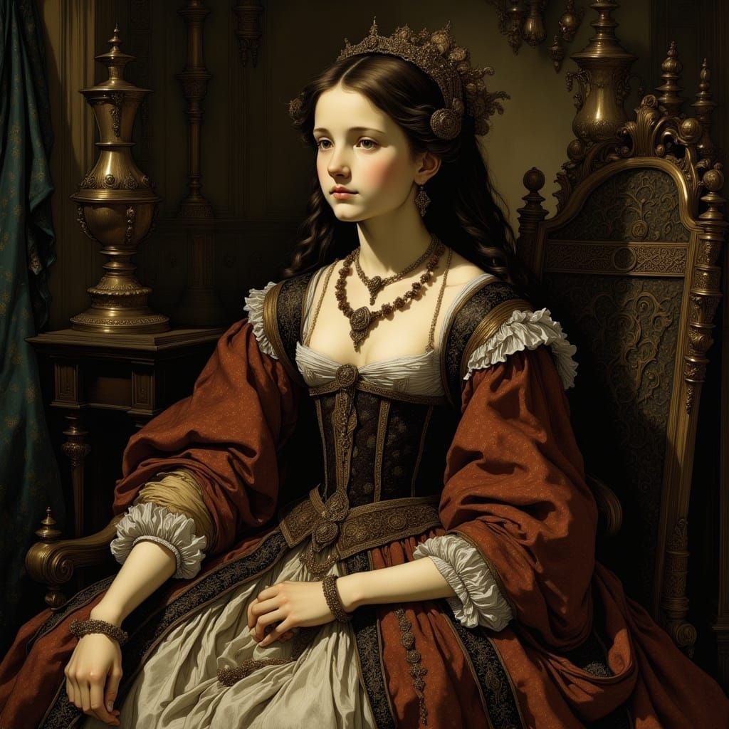 Katherine of Aragon Portrait in Renaissance Style