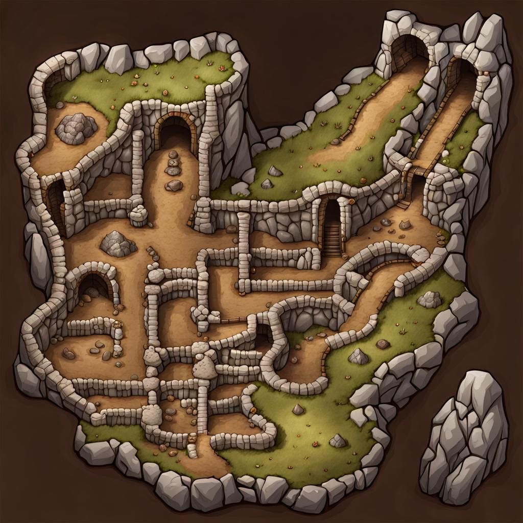 Detailed RPG Dungeon Map for Tabletop Gaming