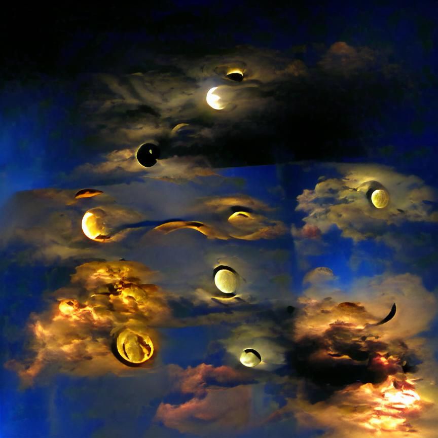 Phases of the Moon Backlit by Celestial Lights