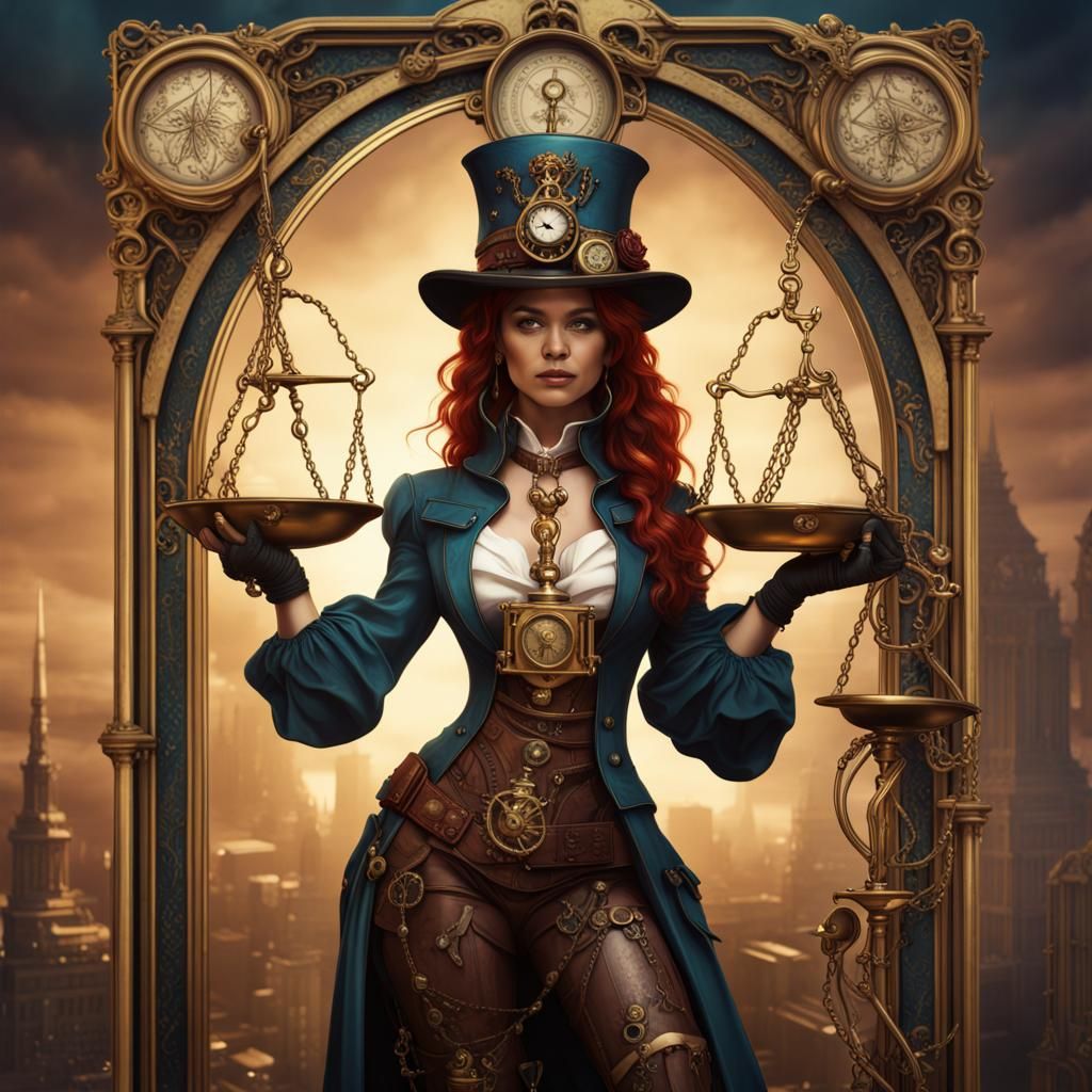 Steampunk Tarot Card: Elegant Judgement in Rich Colors