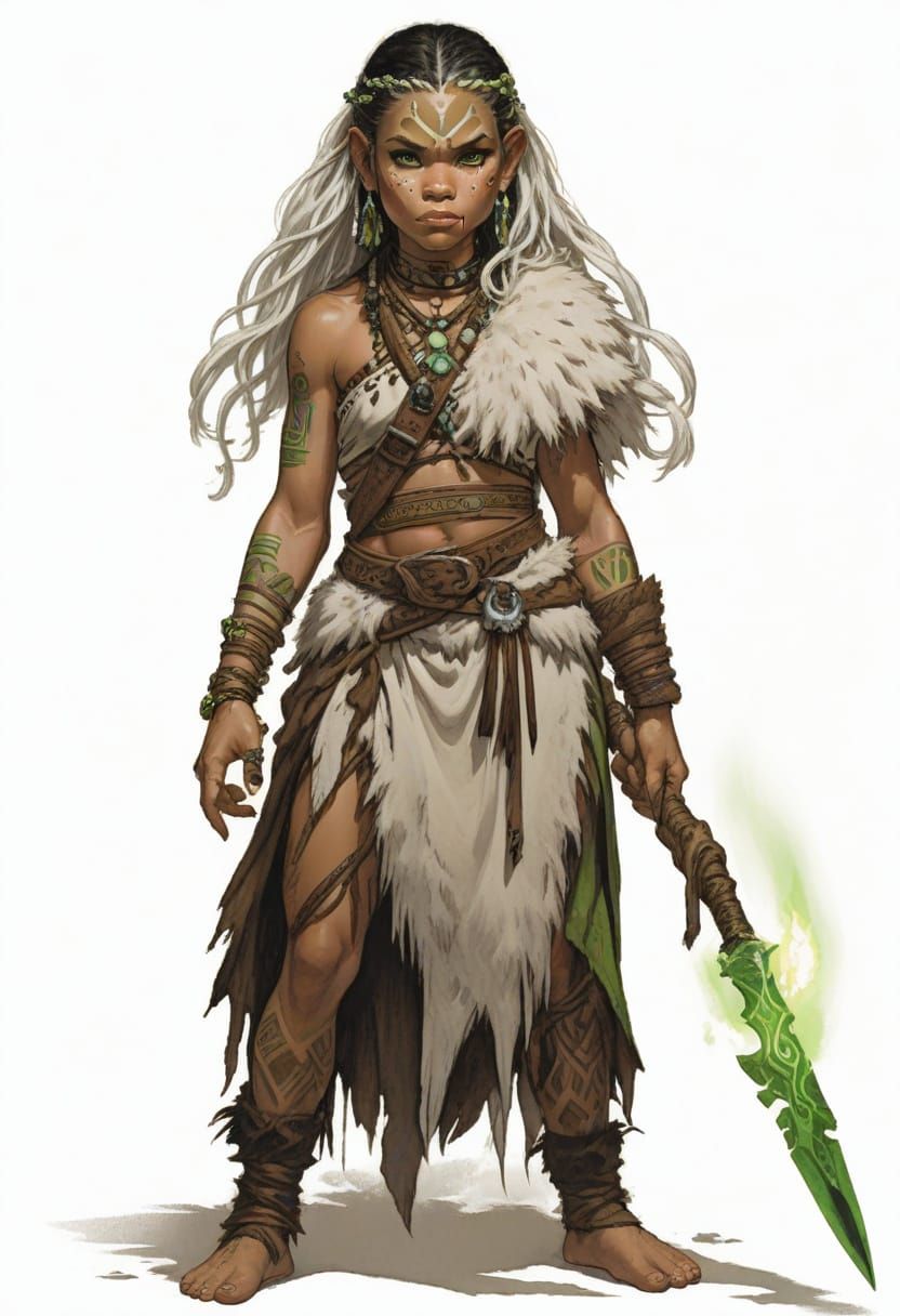 Fantasy Cavewoman Warrior in Vibrant Colors