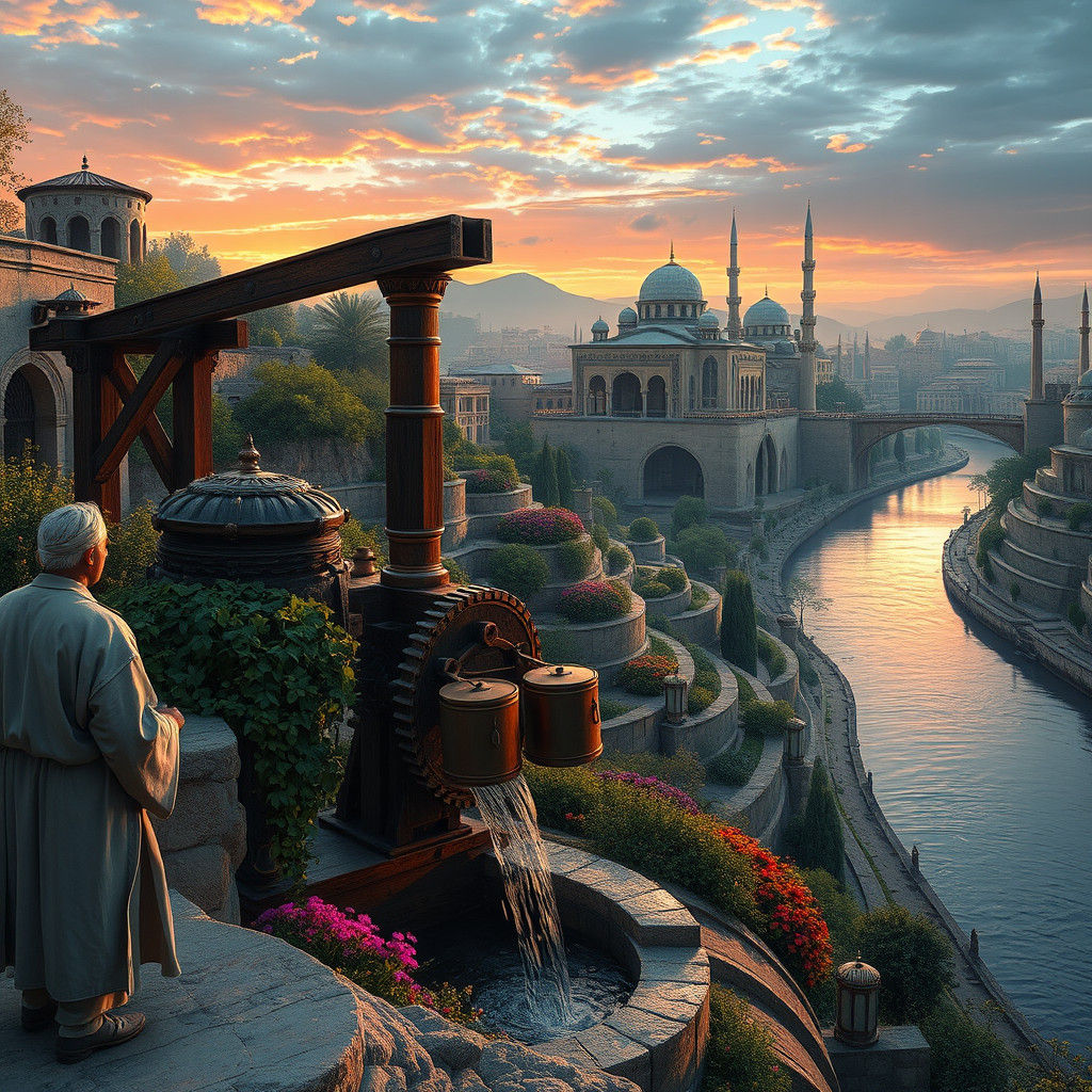 Ancient Engineers Irrigating Euphrates Gardens